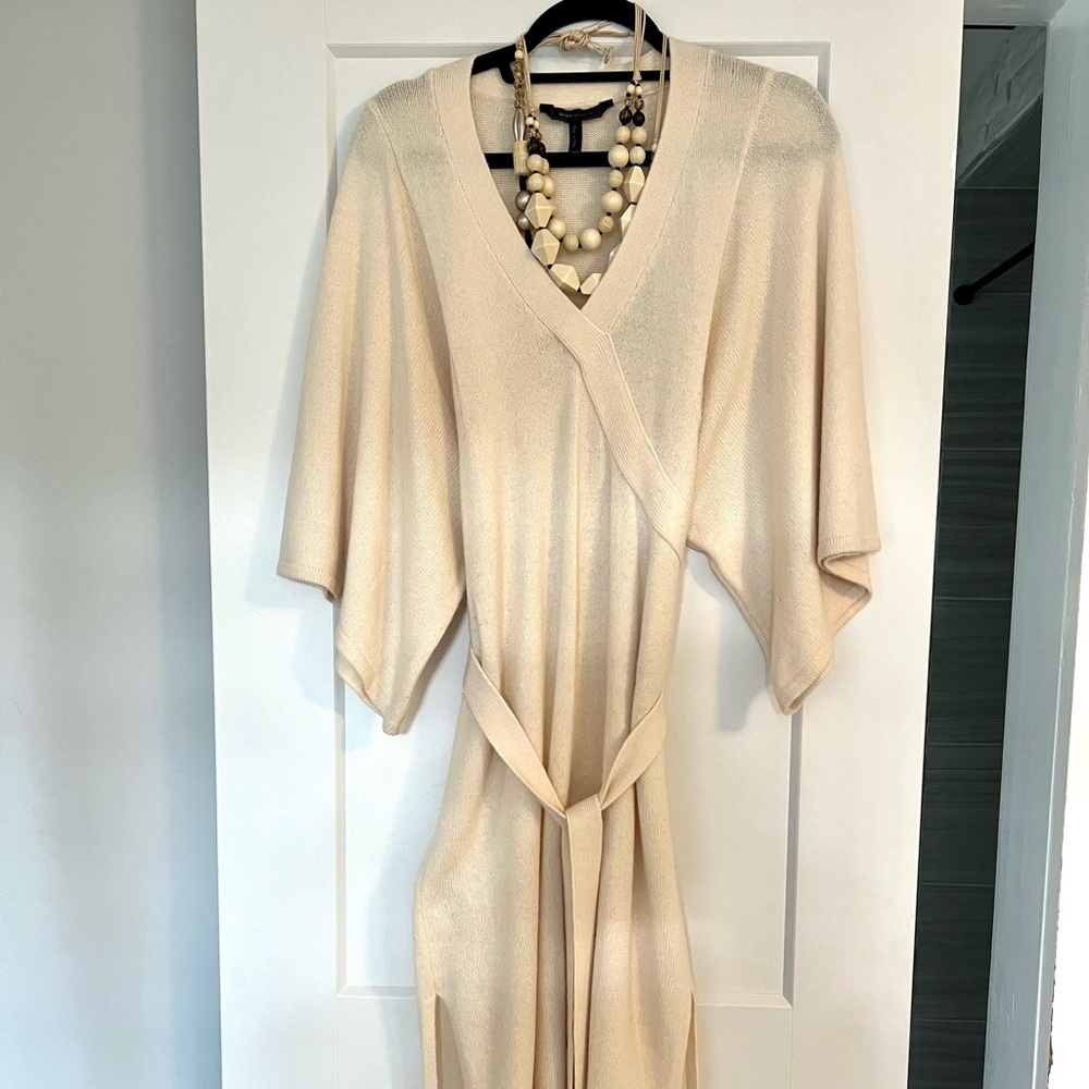 BCBG Max Azria Faux Wrap Sweater Dress with Side Slits